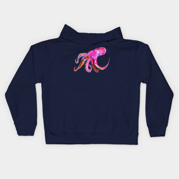 Pink Octopus Kids Hoodie by AnnArtshock